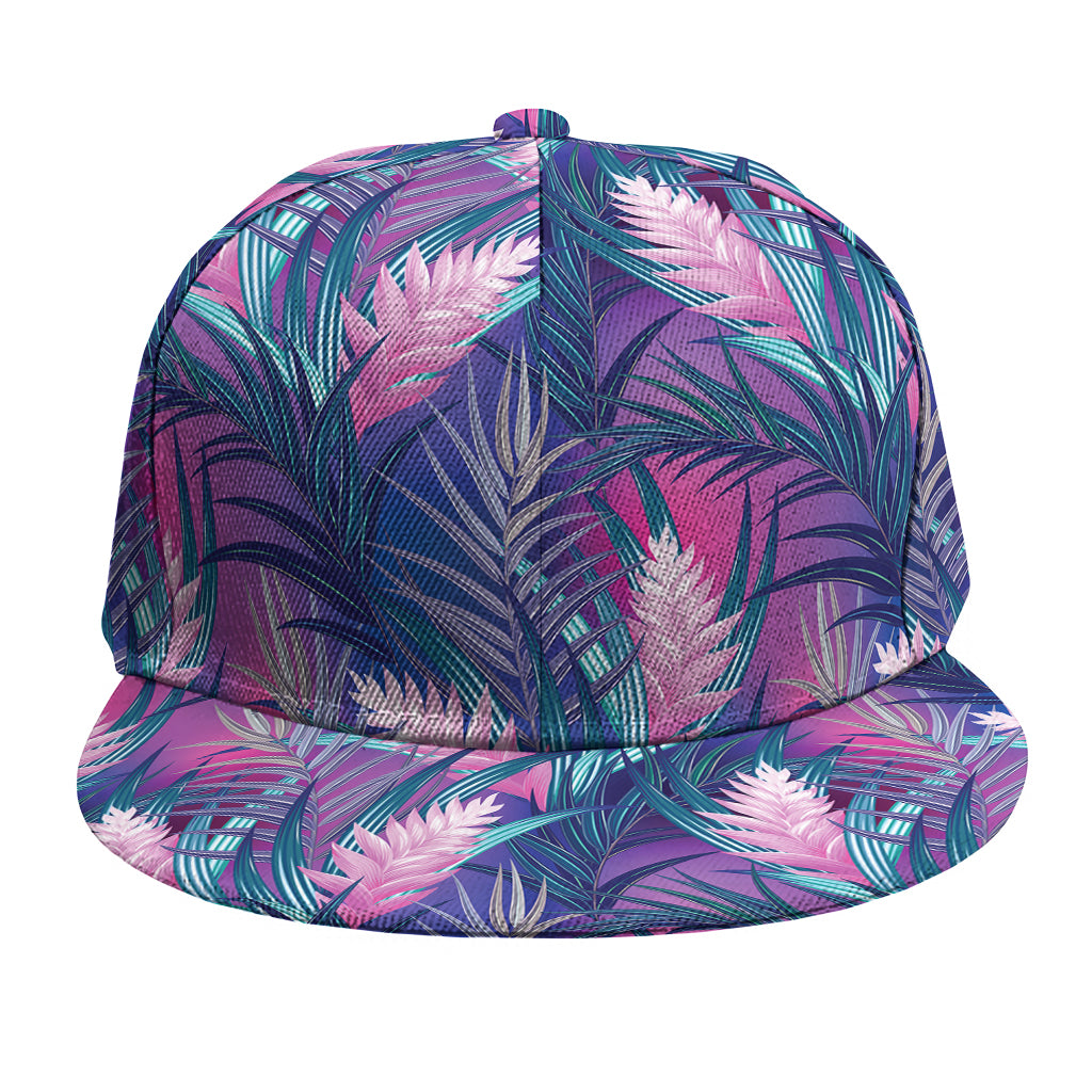 Teal And Pink Tropical Floral Print Snapback Cap