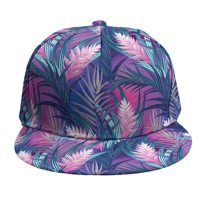 Teal And Pink Tropical Floral Print Snapback Cap