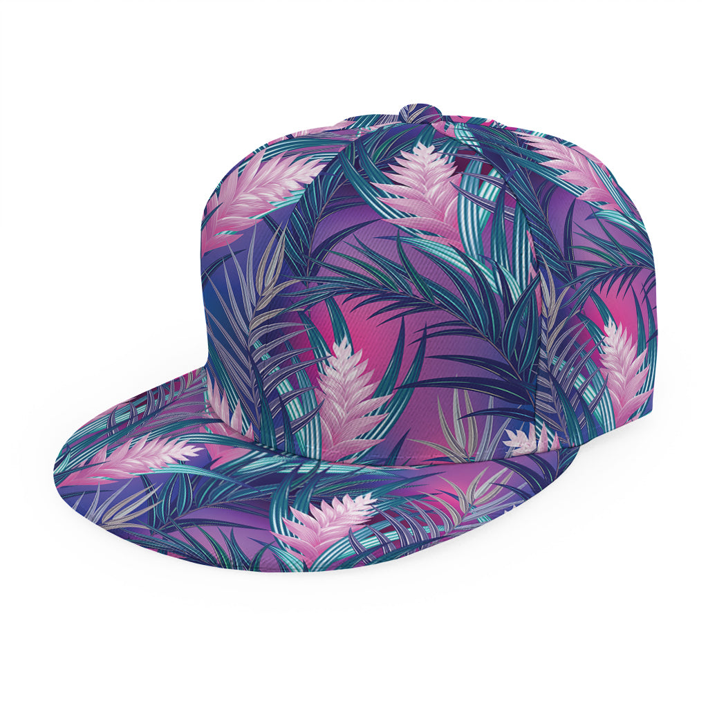 Teal And Pink Tropical Floral Print Snapback Cap