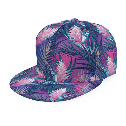 Teal And Pink Tropical Floral Print Snapback Cap