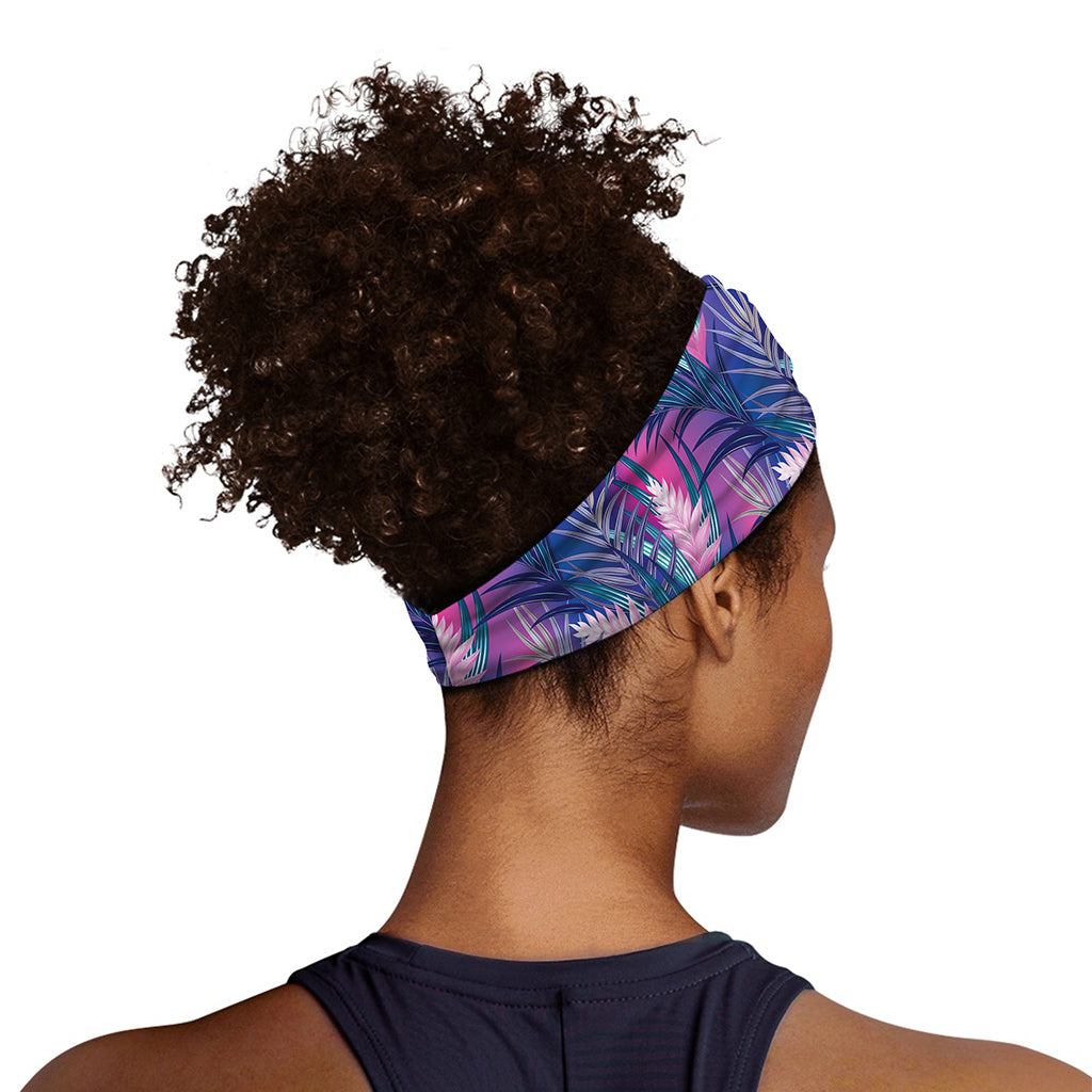 Teal And Pink Tropical Floral Print Sports Headband