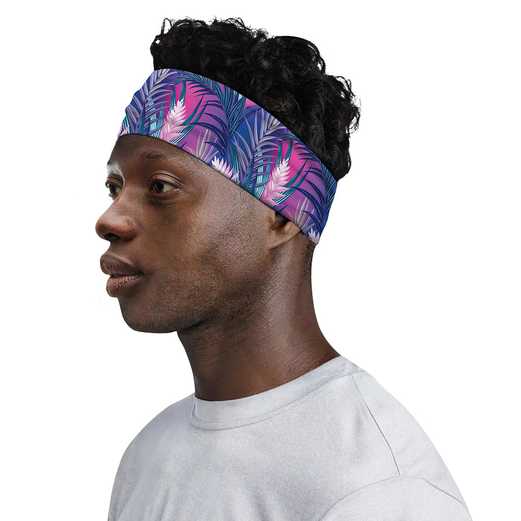 Teal And Pink Tropical Floral Print Sports Headband