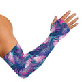 Teal And Pink Tropical Floral Print Sun Protection Arm Sleeves