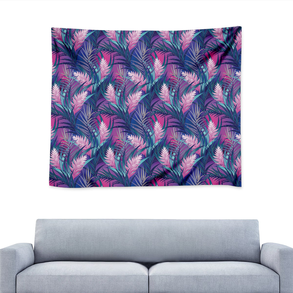 Teal And Pink Tropical Floral Print Tapestry