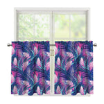 Teal And Pink Tropical Floral Print Tier Curtains