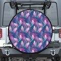 Teal And Pink Tropical Floral Print Tire Cover