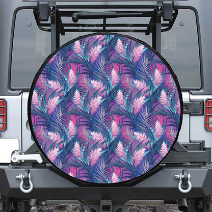 Teal And Pink Tropical Floral Print Tire Cover