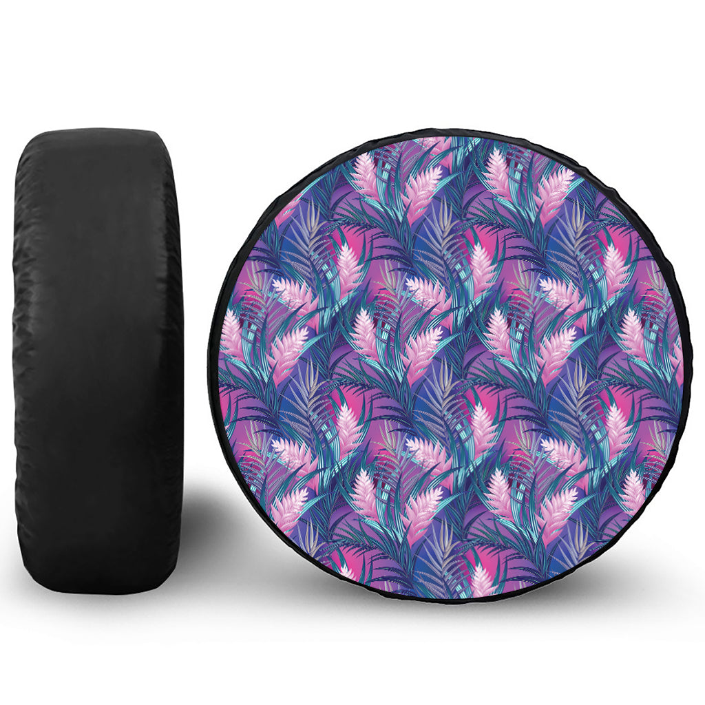 Teal And Pink Tropical Floral Print Tire Cover