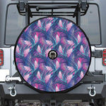 Teal And Pink Tropical Floral Print Tire Cover With Camera Hole