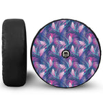 Teal And Pink Tropical Floral Print Tire Cover With Camera Hole