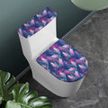Teal And Pink Tropical Floral Print Toilet Lid And Tank Cover Set
