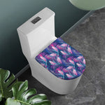 Teal And Pink Tropical Floral Print Toilet Lid Cover