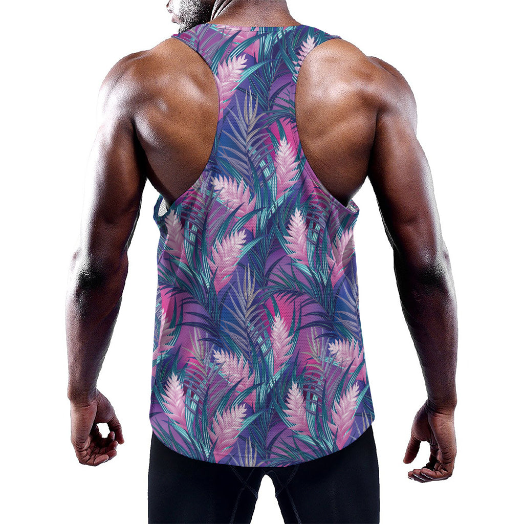 Teal And Pink Tropical Floral Print Training Tank Top