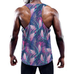 Teal And Pink Tropical Floral Print Training Tank Top