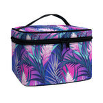 Teal And Pink Tropical Floral Print Travel Makeup Bag
