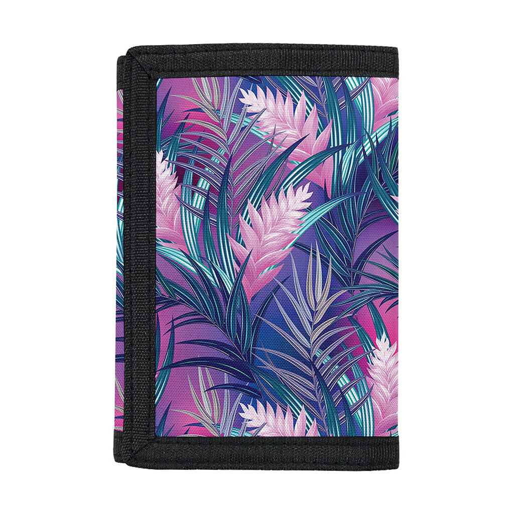 Teal And Pink Tropical Floral Print Trifold Wallet