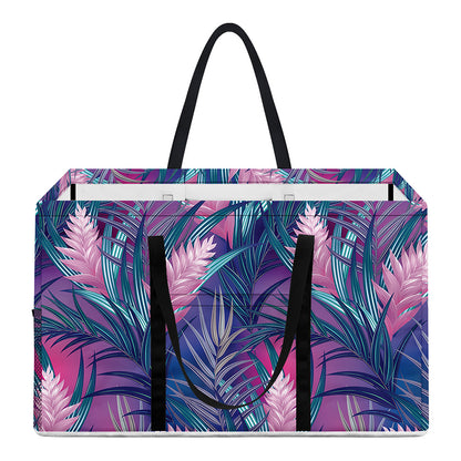 Teal And Pink Tropical Floral Print Utility Tote Bag
