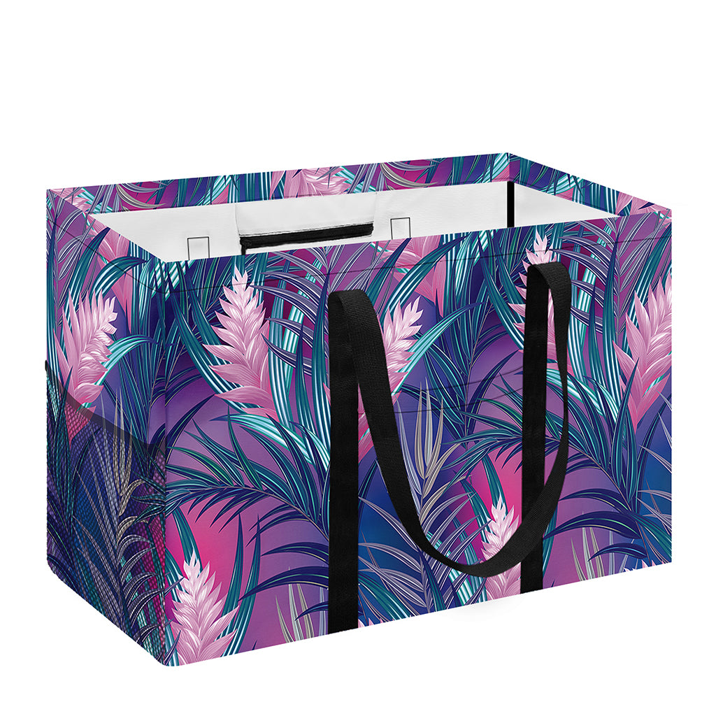 Teal And Pink Tropical Floral Print Utility Tote Bag
