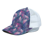 Teal And Pink Tropical Floral Print White Mesh Trucker Cap