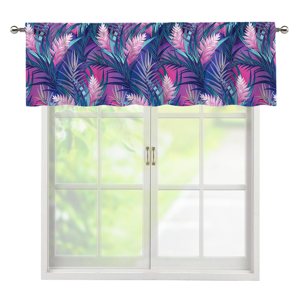 Teal And Pink Tropical Floral Print Window Valance