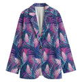 Teal And Pink Tropical Floral Print Women's Blazer