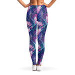 Teal And Pink Tropical Floral Print Women's Leggings