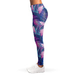 Teal And Pink Tropical Floral Print Women's Leggings