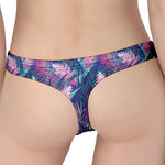 Teal And Pink Tropical Floral Print Women's Thong