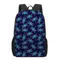 Teal And Purple Dragonfly Pattern Print 17 Inch Backpack