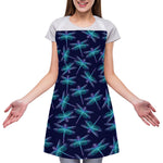 Teal And Purple Dragonfly Pattern Print Adjustable Apron