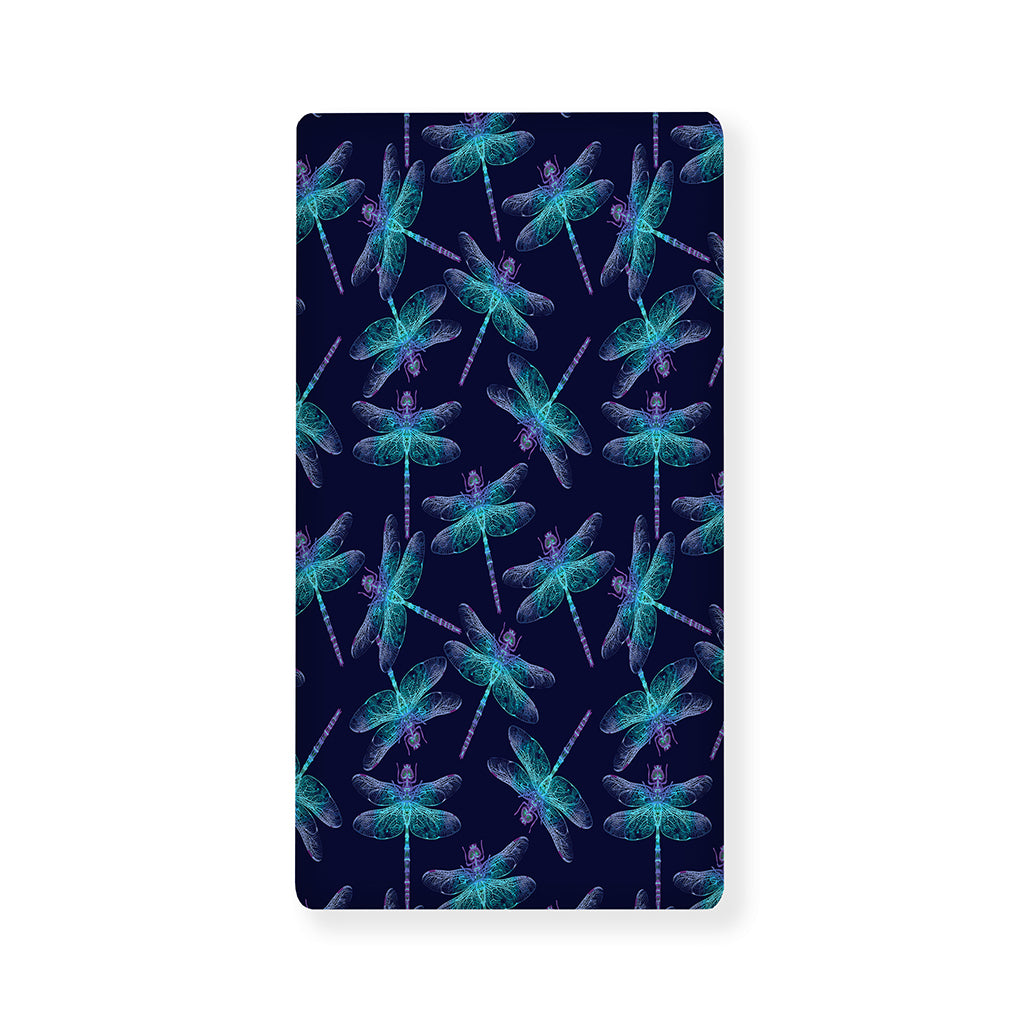 Teal And Purple Dragonfly Pattern Print Baby Crib Sheet