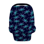 Teal And Purple Dragonfly Pattern Print Baby Seat Cover
