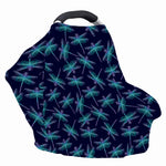 Teal And Purple Dragonfly Pattern Print Baby Seat Cover