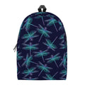 Teal And Purple Dragonfly Pattern Print School Backpack
