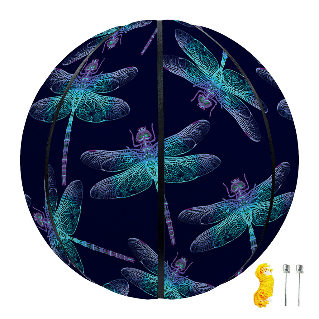 Teal And Purple Dragonfly Pattern Print Basketball