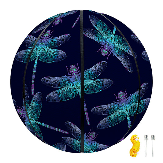 Teal And Purple Dragonfly Pattern Print Basketball
