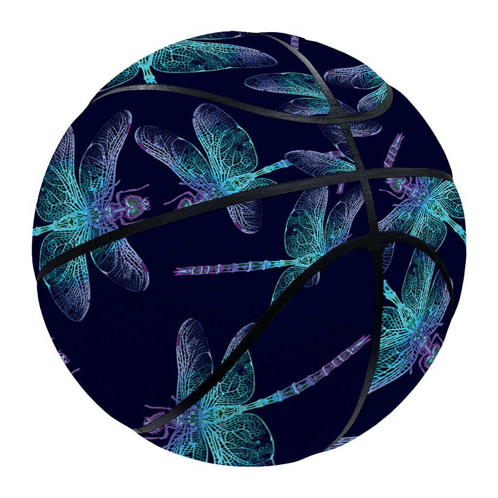 Teal And Purple Dragonfly Pattern Print Basketball