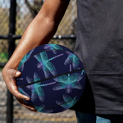 Teal And Purple Dragonfly Pattern Print Basketball