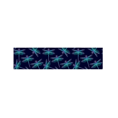 Teal And Purple Dragonfly Pattern Print Bed Runner