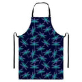 Teal And Purple Dragonfly Pattern Print Bib Apron With Pocket