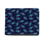 Teal And Purple Dragonfly Pattern Print Bifold Wallet