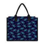 Teal And Purple Dragonfly Pattern Print Canvas Tote Bag