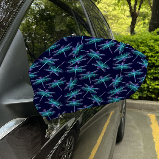 Teal And Purple Dragonfly Pattern Print Car Side Mirror Covers