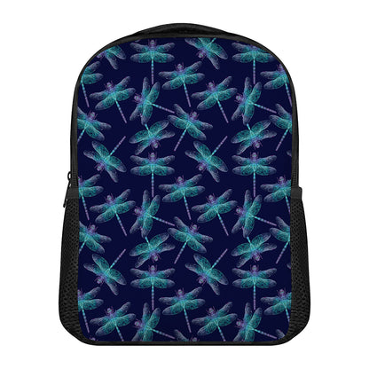 Teal And Purple Dragonfly Pattern Print Casual Backpack