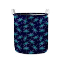 Teal And Purple Dragonfly Pattern Print Collapsible Laundry Basket