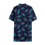 Teal And Purple Dragonfly Pattern Print Cotton Hawaiian Shirt