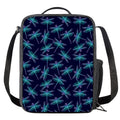 Teal And Purple Dragonfly Pattern Print Crossbody Lunch Bag