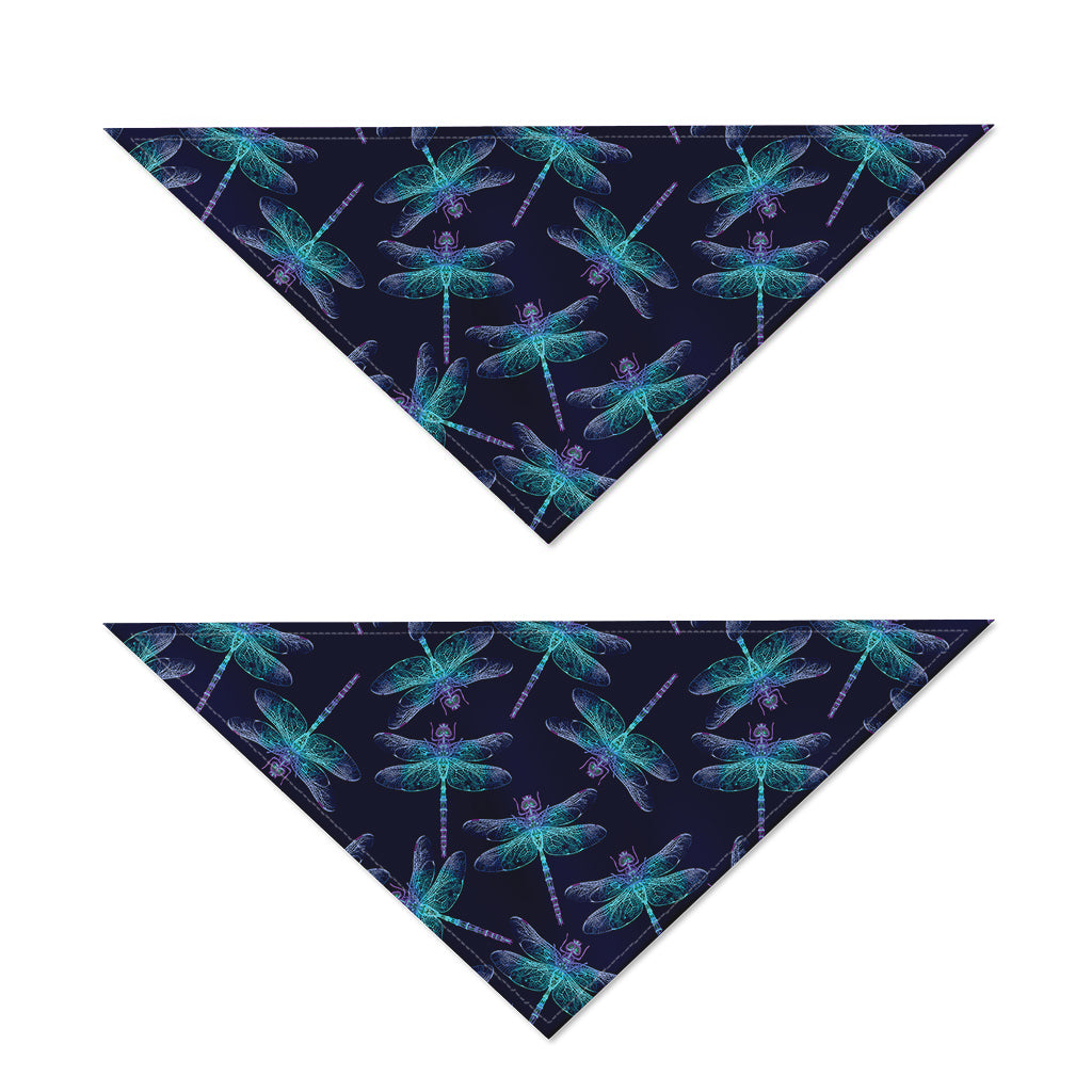 Teal And Purple Dragonfly Pattern Print Dog Bandana