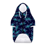 Teal And Purple Dragonfly Pattern Print Dog Zip Up Hoodie