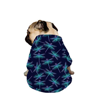 Teal And Purple Dragonfly Pattern Print Dog Zip Up Jacket